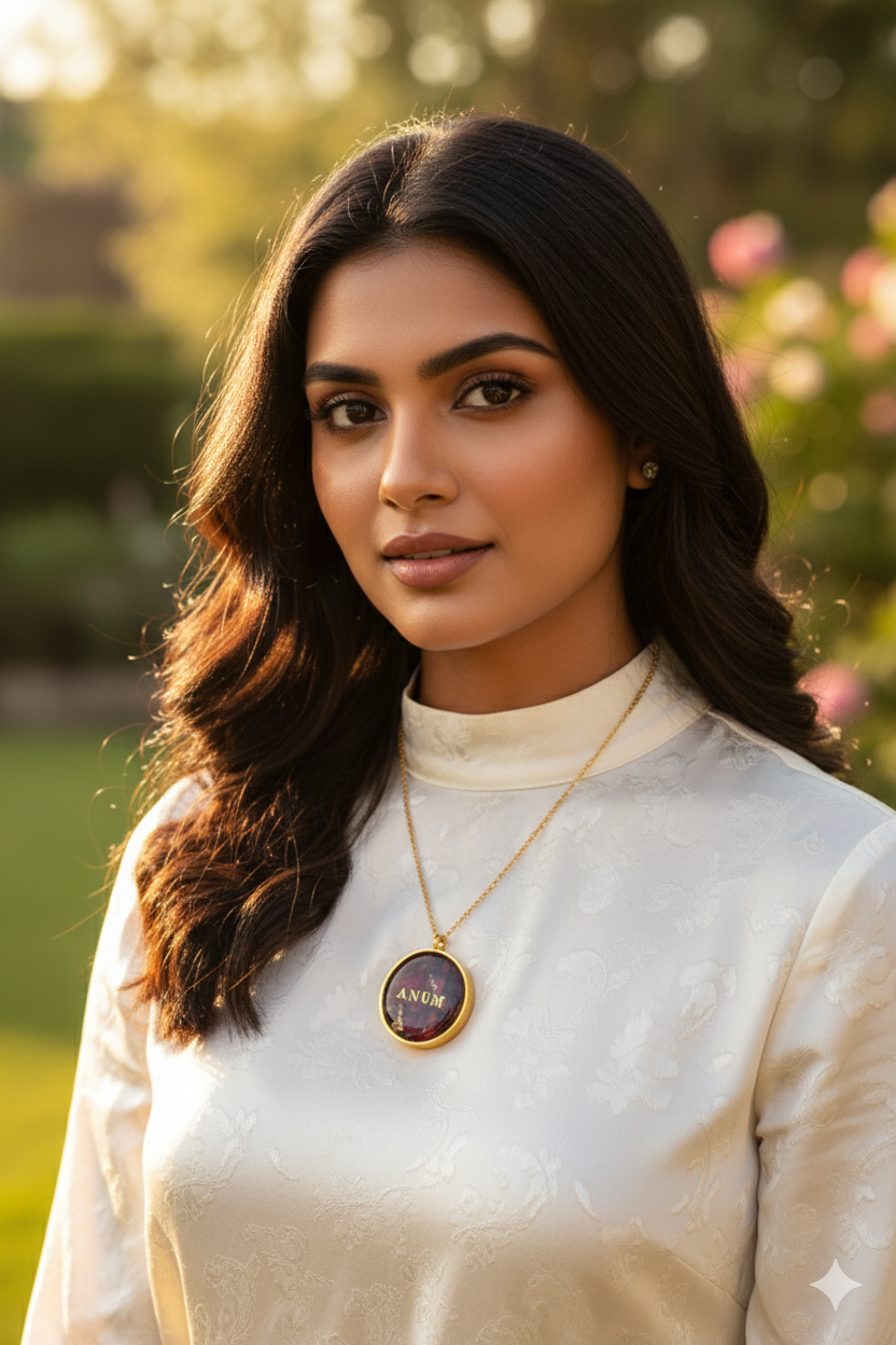 Round Rose preserved Pendant -Stainless