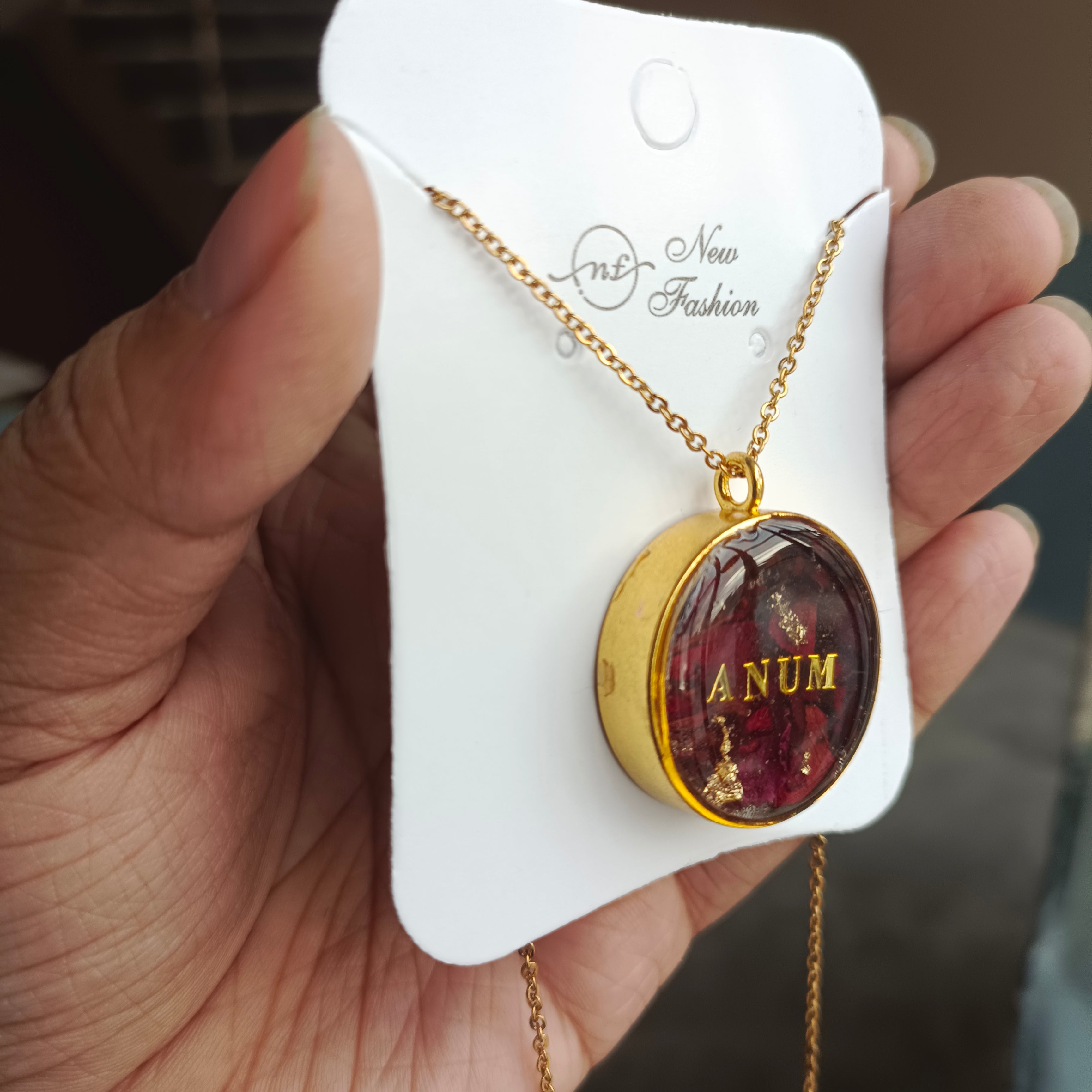 Round Rose preserved Pendant -Stainless