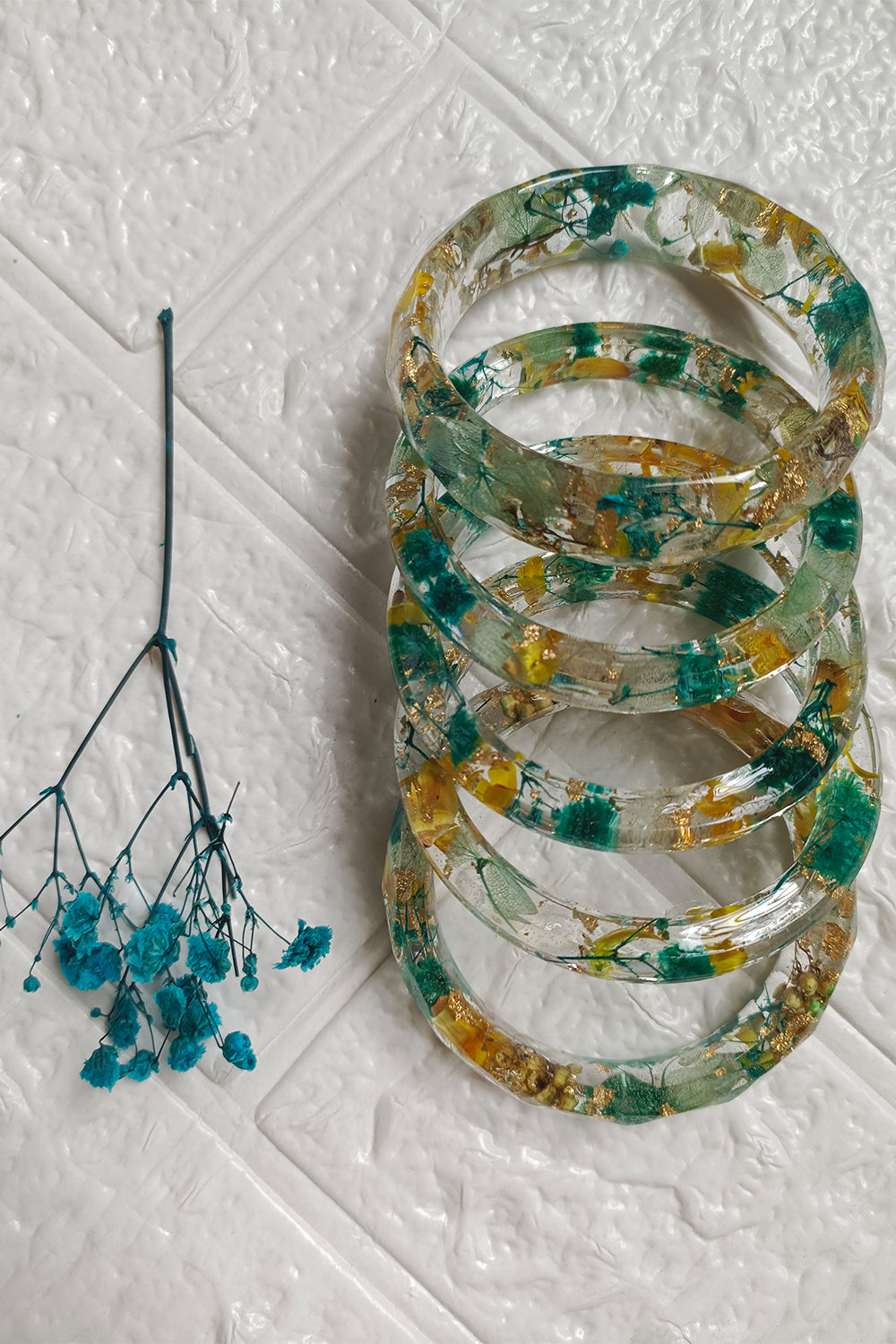 Sabz-e-Behr- Seagreen baby breath Bangles
