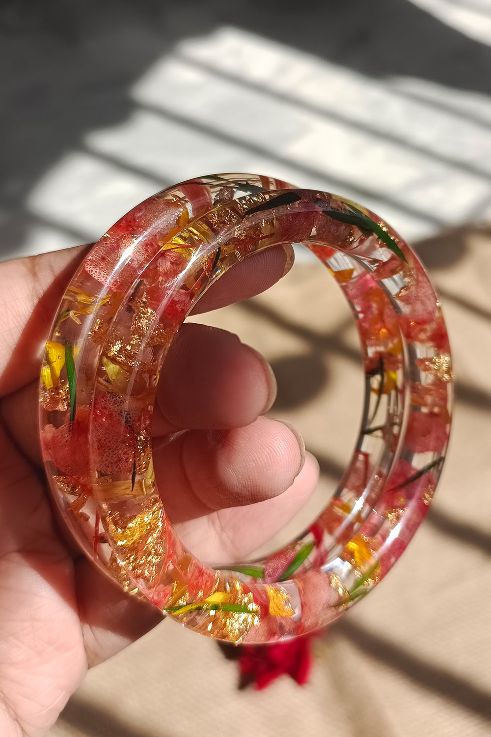 Peach Slim Flower Bangles