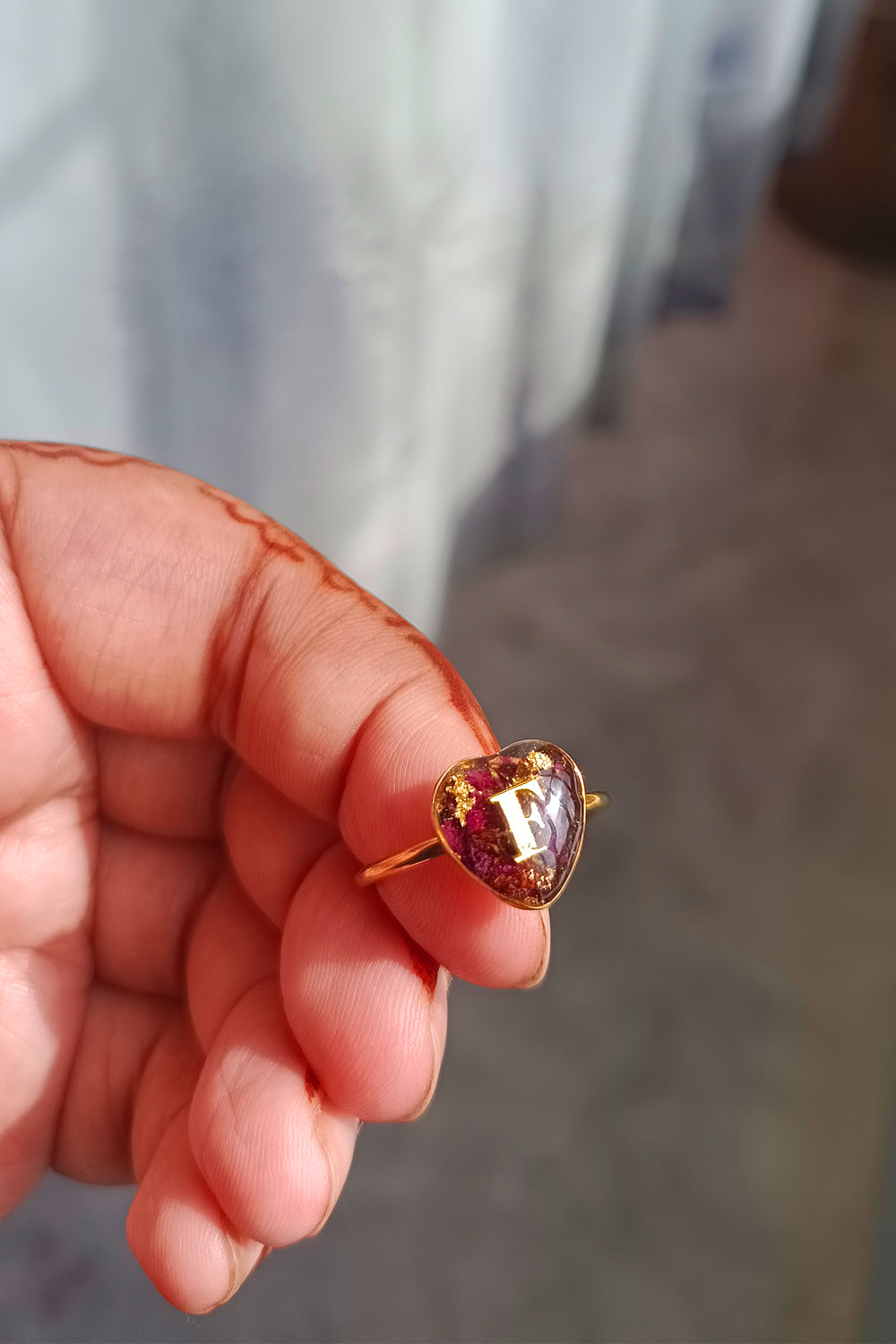 Heart Shape Stainless Rose preserved Resin Ring
