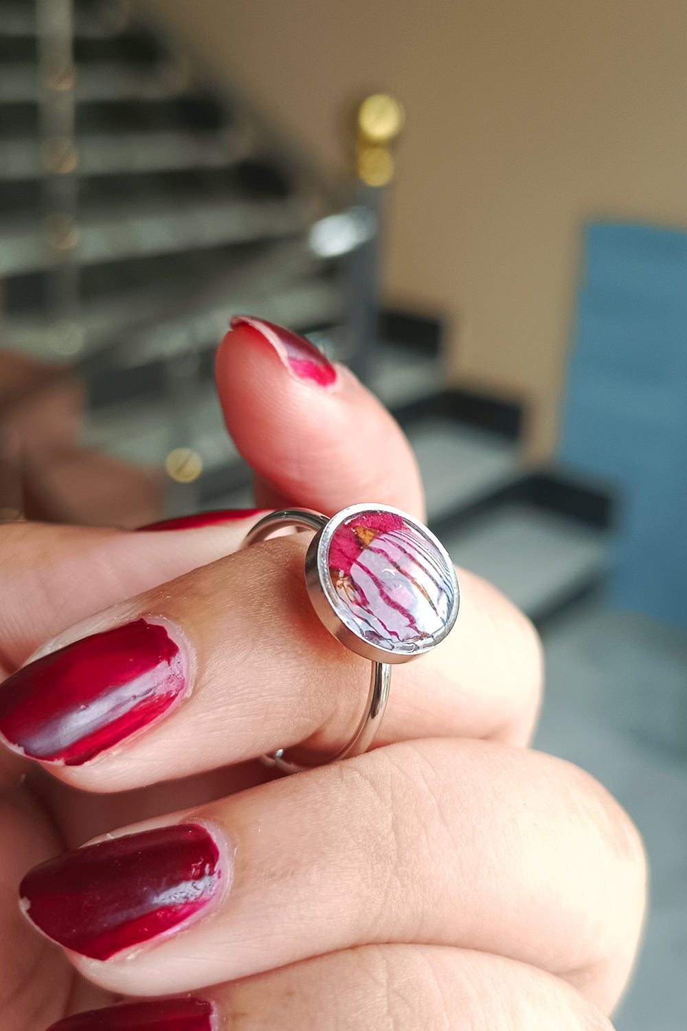 Stainless Rose preserved Resin Ring