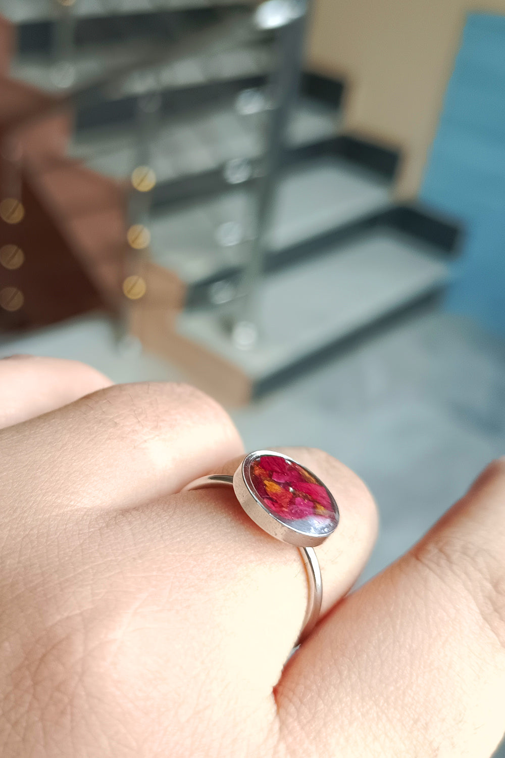 Stainless Rose preserved Resin Ring